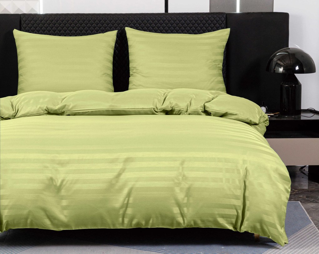 PrzytulneMieszkanie.pl PrzytulneMieszkanie.pl Pościel z mikrofibry hotelowa JASMINE pistacjowa - pasek 2 cm Rozmiar pościeli: 70 x 90 cm | 140 x 200 cm