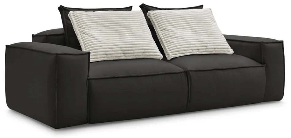 Czarna sofa z imitacji skóry 260 cm Boheme – Bobochic Paris