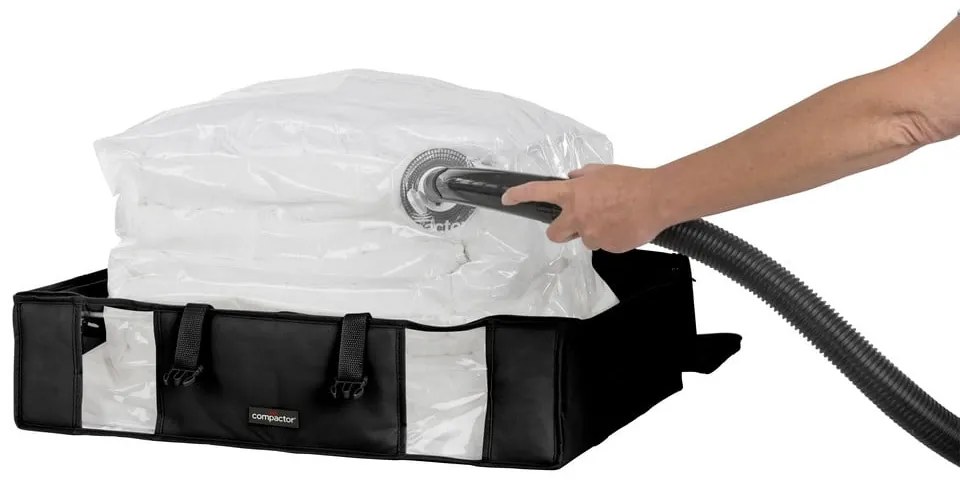 Czarny pojemnik na ubrania pod łóżko Compactor XXL Black Edition 3D, 145 l