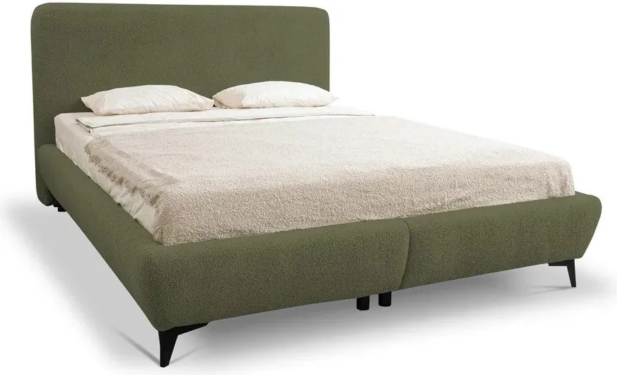 Zielone tapicerowane łóżko dwuosobowe ze stelażem i schowkiem 180x200 cm Makapu – Makamii