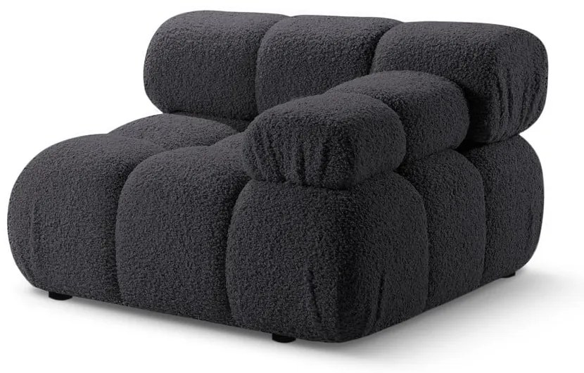 Antracytowy moduł sofy z materiału bouclé (prawostronny) Bellis – Micadoni Home