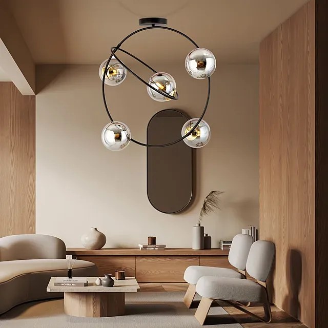 Nowoczesna lampa sufitowa z grafitowymi kloszami - D125 W0-G78