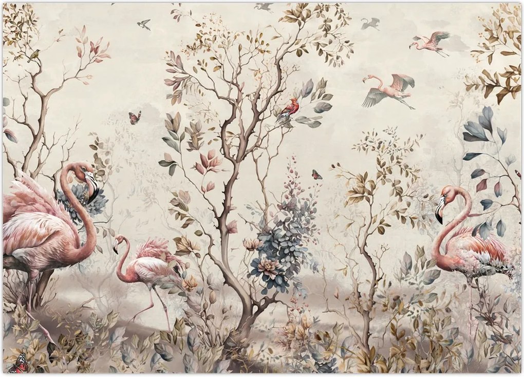 Obraz - Rysunek flamingów (70x50 cm)