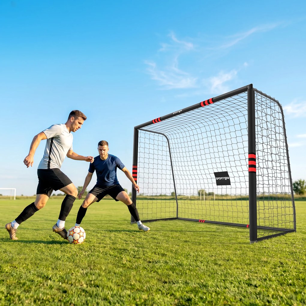 SPORTNOW Bramka do ogrodu 300 x 200 cm solidna bramka outdoor z siatką wypełnieniem kotwy gruntowe powłoka antykorozyjna | Aosom PL