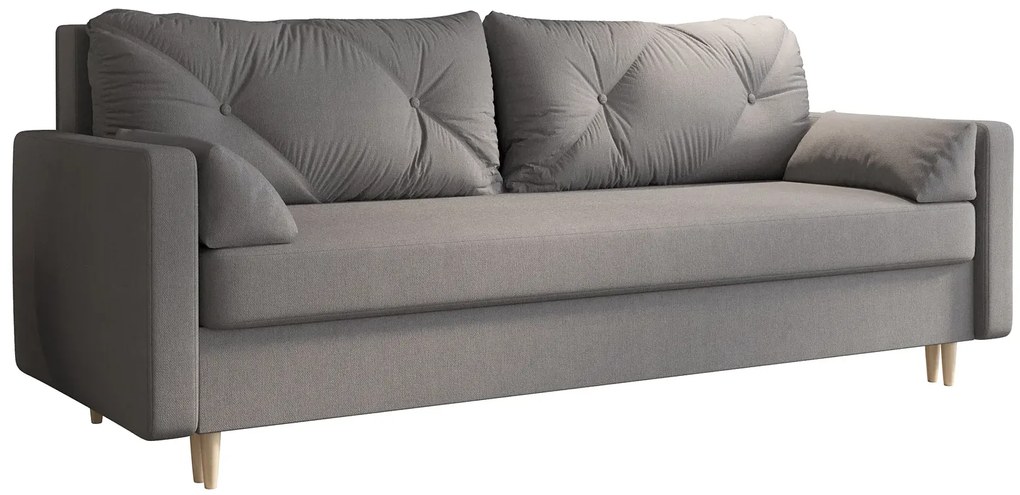 Popielata sofa rozkładana z pojemnikiem na pościel - Ahmo