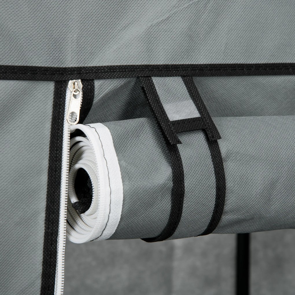 HOMCOM Szafa z tkaniny Szafa do przechowywania ubrań składana, 1 drążek na ubrania, 6 półek, 102 x 42,5 x 162,5 cm, Szary