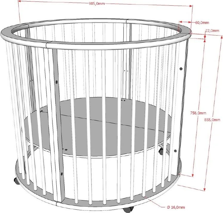 Brązowy kojec dla dzieci z litego drewna bukowego 90x90 cm Dino – Vipack