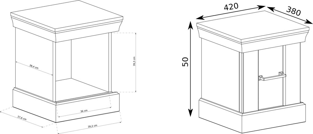 Szafka Nocna 169 DESIO 39,5 cm Stolik Nocny do Sypialni