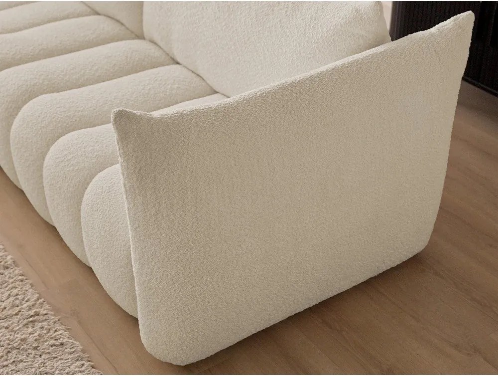 Beżowy narożnik z materiału bouclé (lewostronny/z szezlongiem) Azra – Bobochic Paris