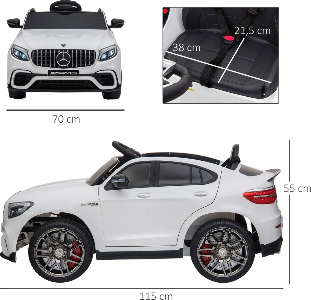 Mercedes-Benz Elektryczny Samochód Dla Dzieci Z Pilotem MP3 Bezpieczny Dla 3-8 Lat Dostępny w Czarnym i Białym | Aosom PL