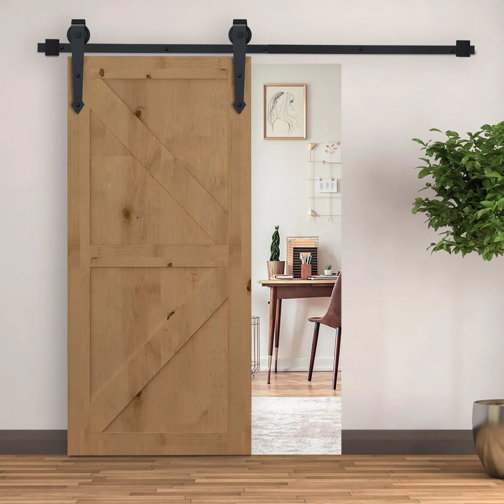 Zestaw do drzwi przesuwnych HOMCOM, rustykalny design, stal węglowa, wytrzymuje do 100 kg na panel