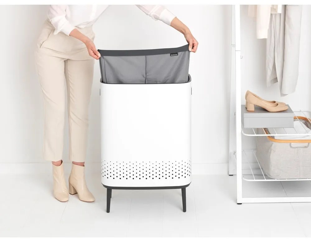 Biały metalowy kosz na pranie 90 l Bo Hi – Brabantia