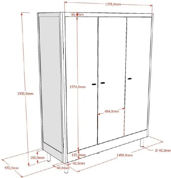 Biała szafa dziecięca z litego drewna bukowego 146x190x55 cm Forrest – Vipack