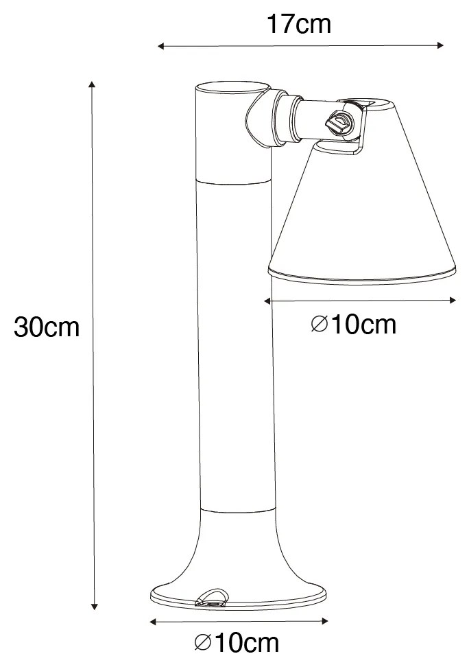 Zewnetrzna Nowoczesny klosz ogrodowy czarny 30 cm IP44 regulowany - Ciara Nowoczesny Oswietlenie zewnetrzne