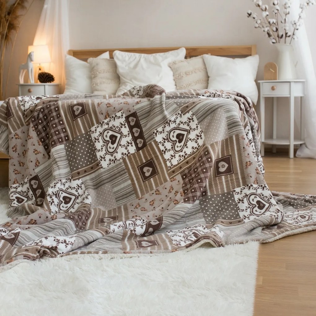 Stanex Koc z barankiem Patchwork beżowy, 150 x200 cm