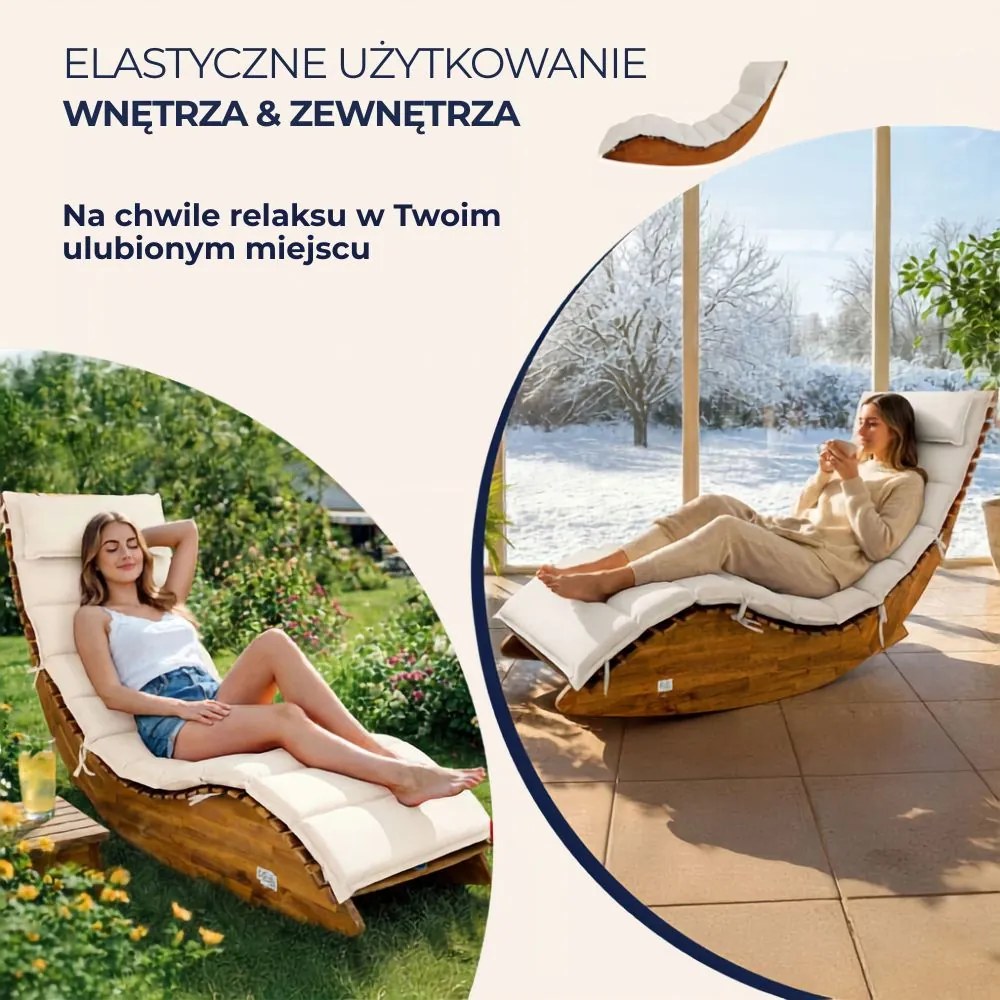Mata na leżak saunowy BALI, 58x7x177cmcm, beżowa Detex