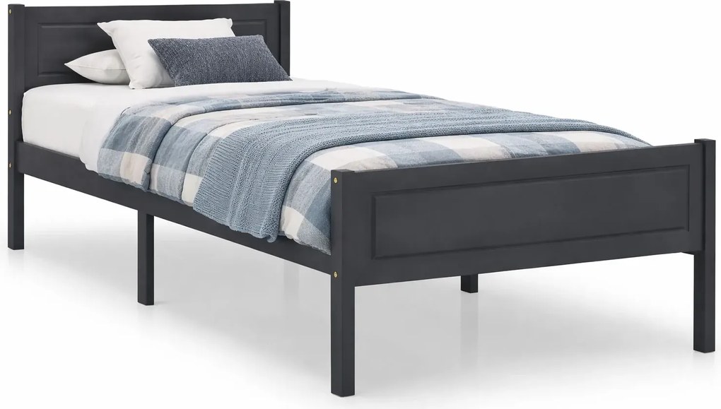 Szare drewniane łóżko jednoosobowe 100x200 M1-P15