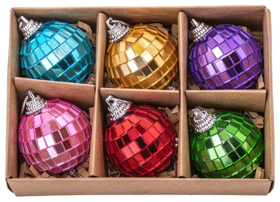 Szklane ozdoby świąteczne zestaw 6 szt. ø 4 cm Mirror Disco – Sass &amp; Belle