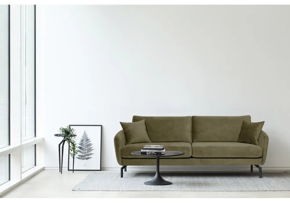 Zielona sofa z aksamitnym obiciem Scandic Magic, szer. 230 cm