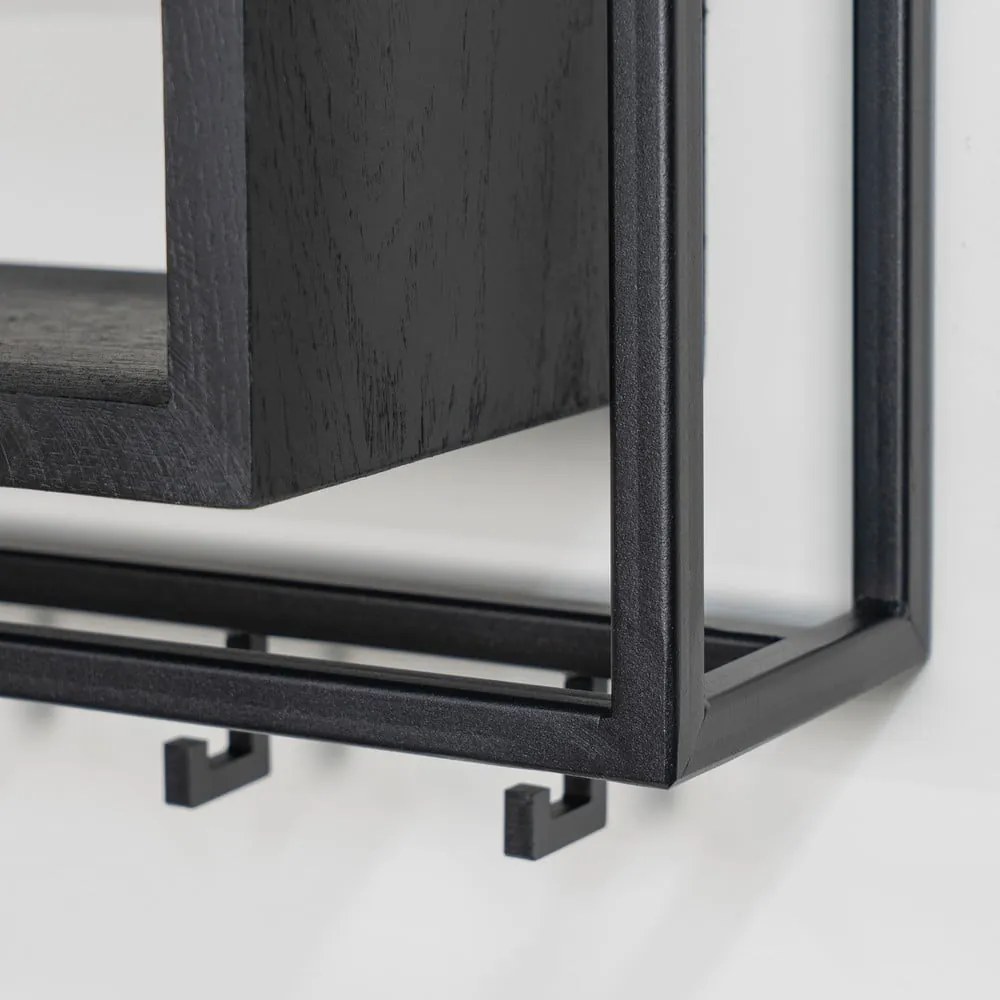 Czarny metalowy wieszak ścienny z półką School – Spinder Design