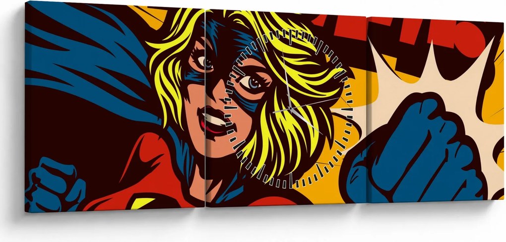 Obraz - Komiks (z zegarem) (90x30 cm)