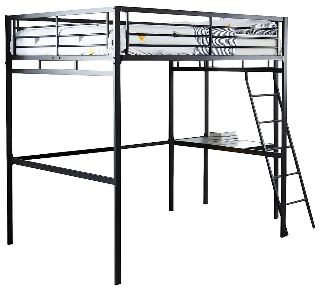 Łóżko antresola CASUAL II  140 × 190 - blat biurka - antracytowy