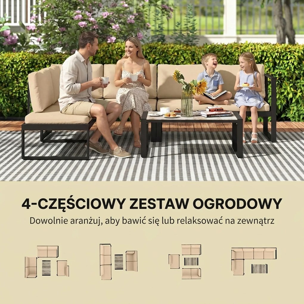 Outsunny gartenlounge loungeset ecklounge terrassenlounge loungesofa gartengarnitur | Aosom PL