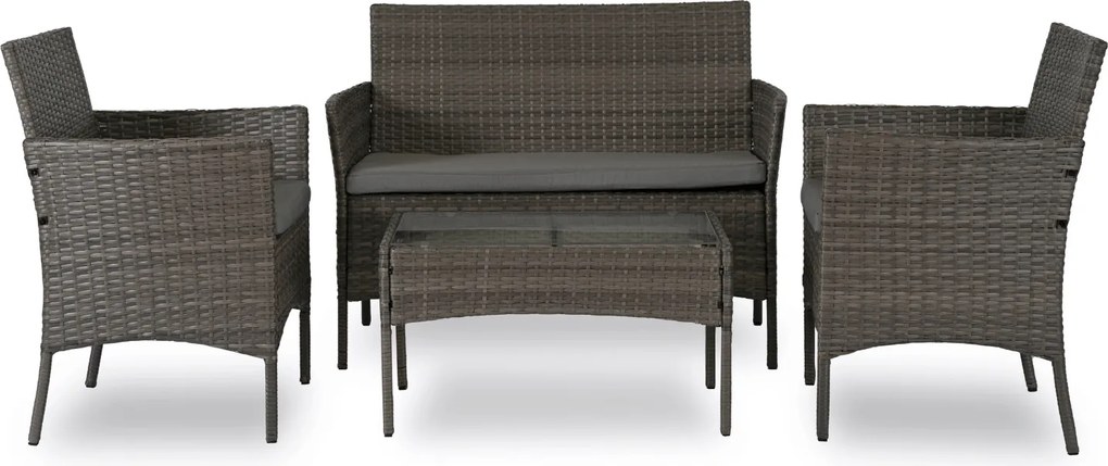 Zestaw Mebli Ogrodowych MISSISIPI Szary Sofa Krzesła Stolik Tarasowy Technorattan Nowoczesne