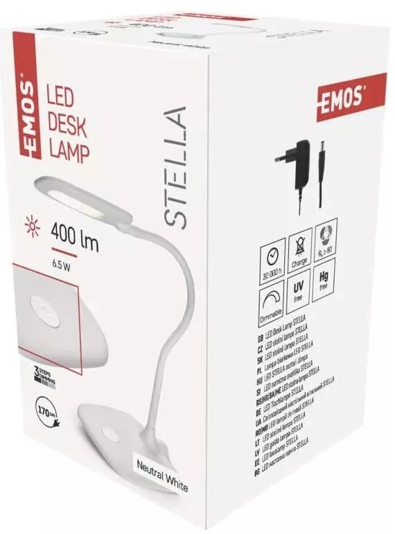 Biała lampa stołowa LED ze ściemniaczem (wys. 55 cm) Stella – EMOS