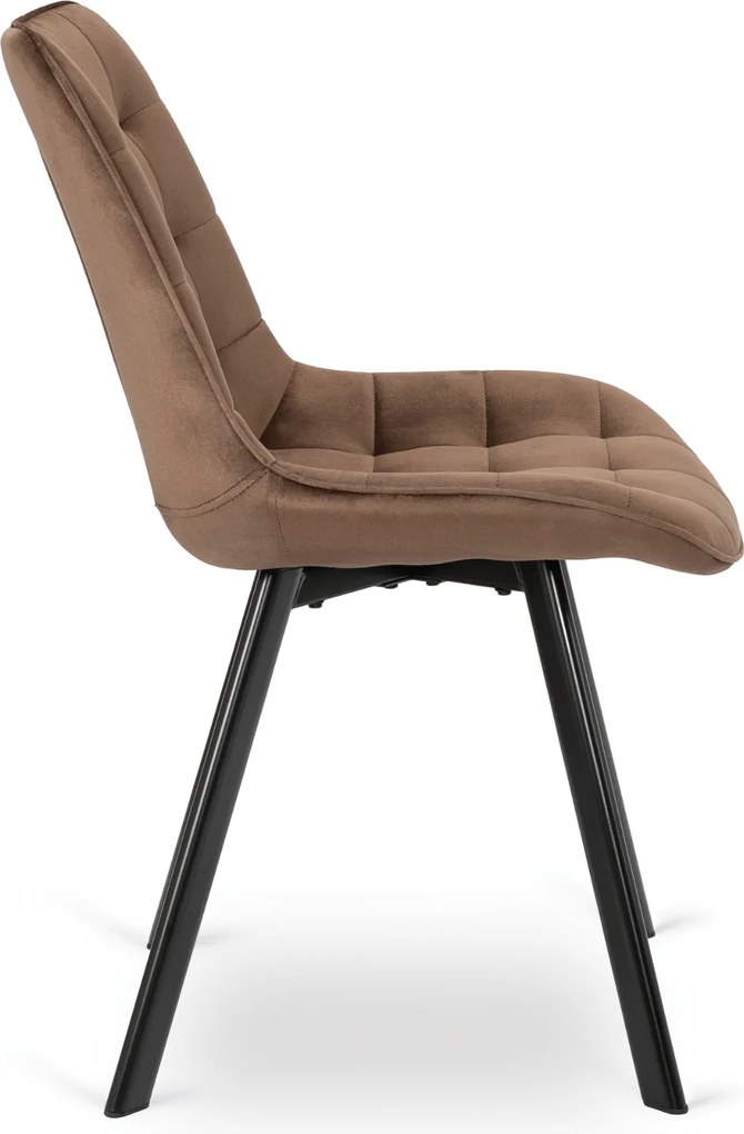 Zestaw Stół Okrągły Rozkładany LUKAS 100-250 cm Dąb Rustykalny/Czarny i 4 Krzesła Tapicerowane RICK Brązowe Welurowe Nowoczesne