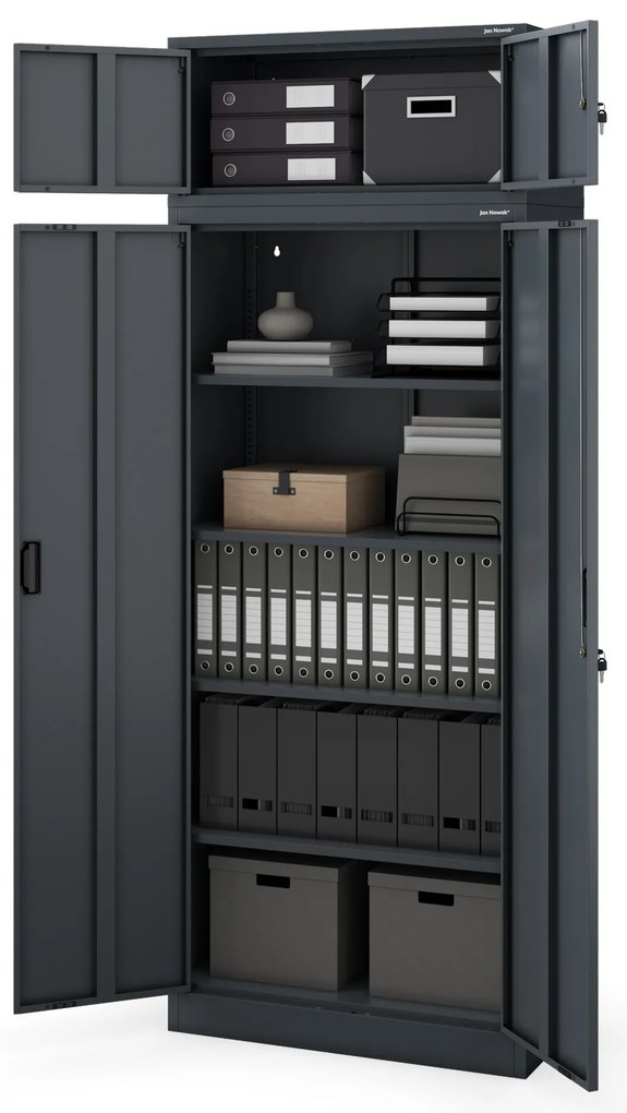 Szafa metalowa biurowa z 4 półkami antracytowa, 1750x800x400 mm: JAN Compact