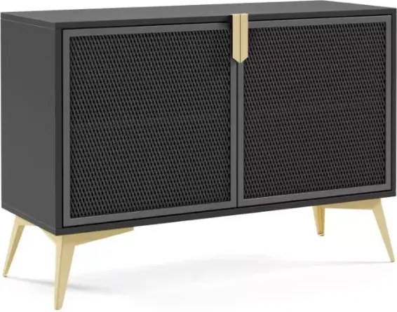 Wąska komoda Mango 110 cm loft nowoczesna z metalowymi frontami – czarny, kaszmir, orzech