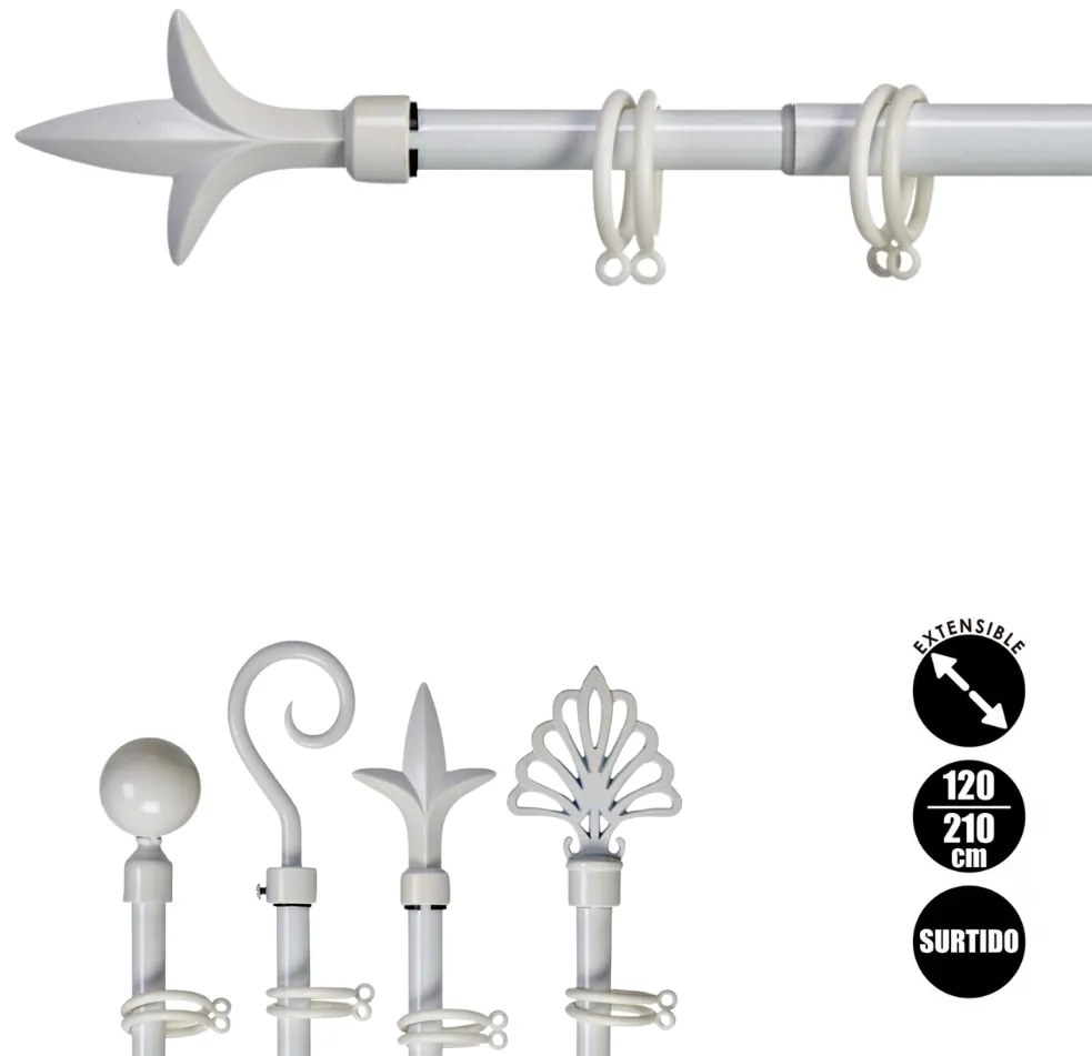 Biały metalowy karnisz VALANCE TRIDE 120-210 cm