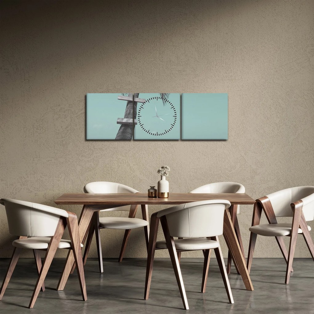 Obraz - Palma na Karaibach (z zegarem) (90x30 cm)