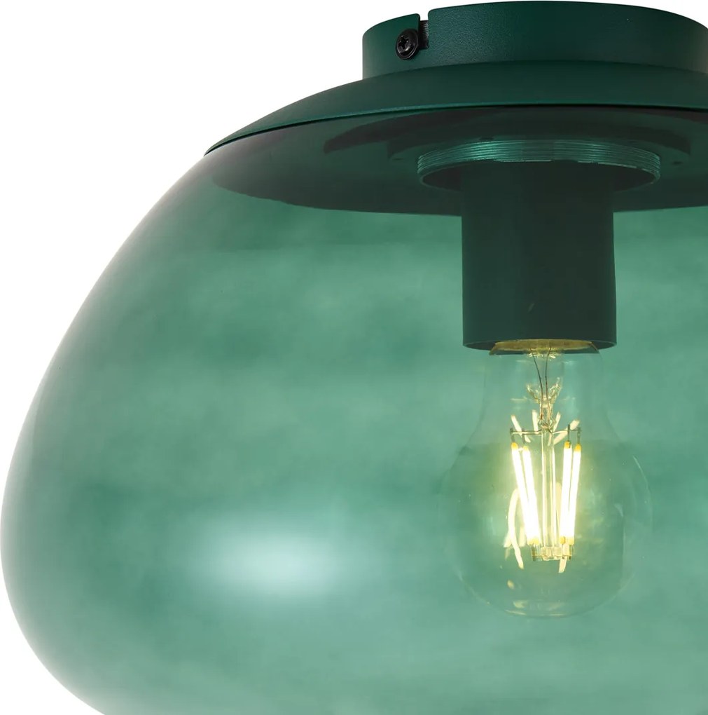 Designerska lampa sufitowa zielona z zielonym szkłem - Giselle