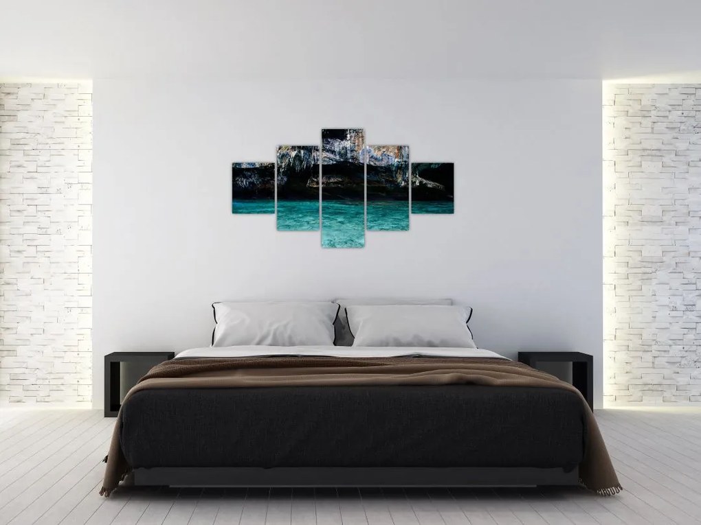 Obraz wody i skał (125x70 cm)
