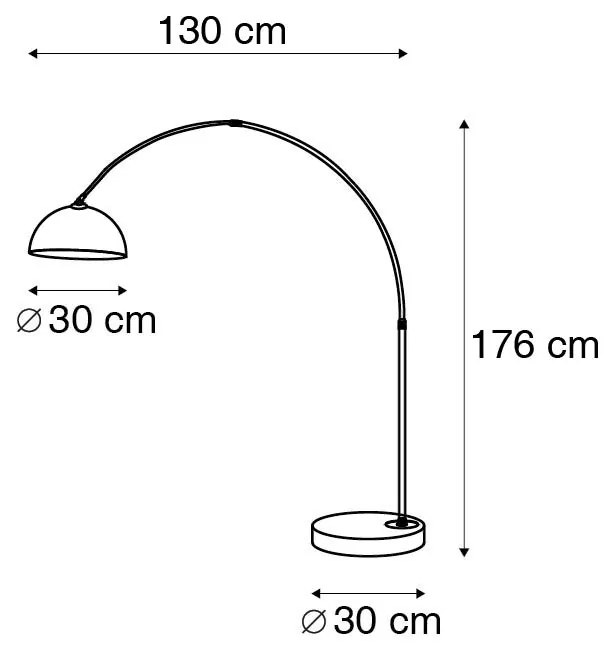 Luk Inteligentna lampa łukowa mosiężna z białym kloszem włącznie z Wi-Fi A60 - Arc Basic Nowoczesny Oswietlenie wewnetrzne