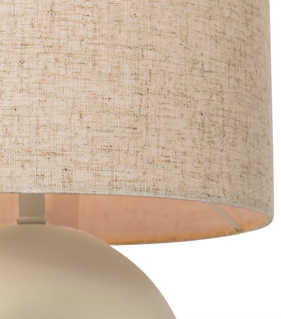 Designerska lampa stołowa beżowa z abażurem z lnu beżowym - LottiDesignerski Oswietlenie wewnetrzne