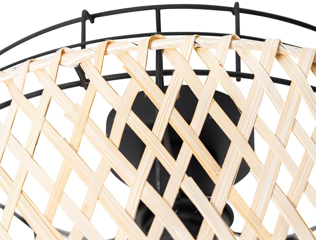 Orientalna lampa sufitowa czarna z bambusową - IrenaKolonialny Oswietlenie wewnetrzne