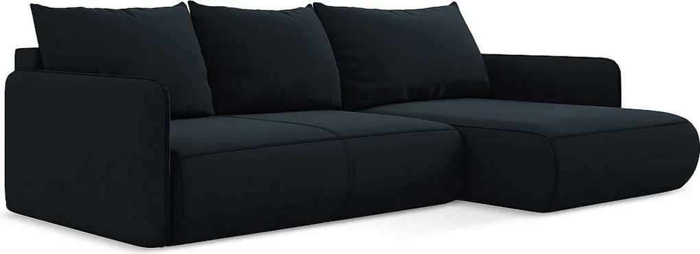 Narożnik prawostronny z funkcją spania - z tkaniny welwetowej - królewski niebieski - NANEA