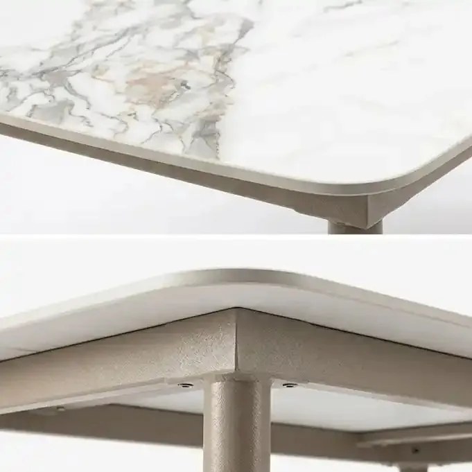 Stół ogrodowy aluminiowy beżowy 180x90 cm Spiek kamienny solidny i trwały