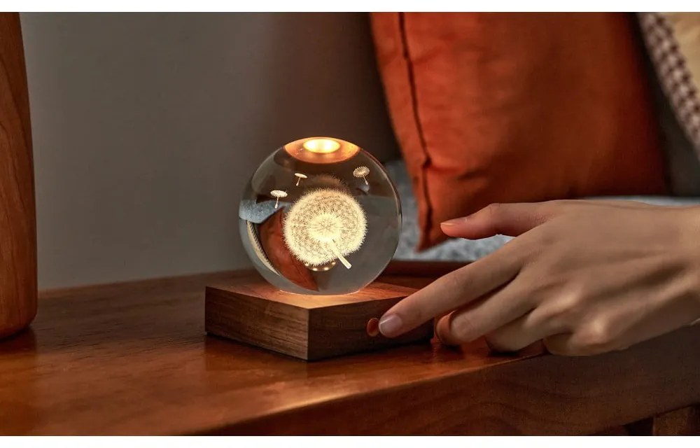 Ciemnobrązowa lampa stołowa ze ściemniaczem i szklanym kloszem (wys. 12 cm) Amber – Gingko