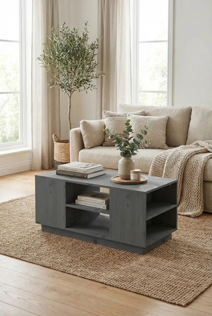 Szary prostokątny stolik kawowy skandynawski H3-A56