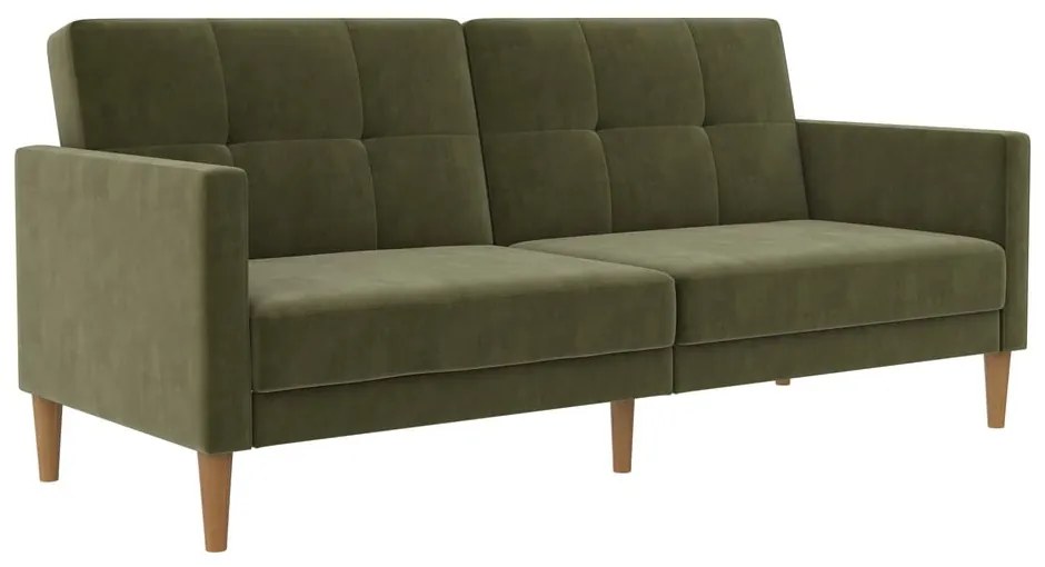 Zielona aksamitna rozkładana sofa 207 cm Lilly – Støraa