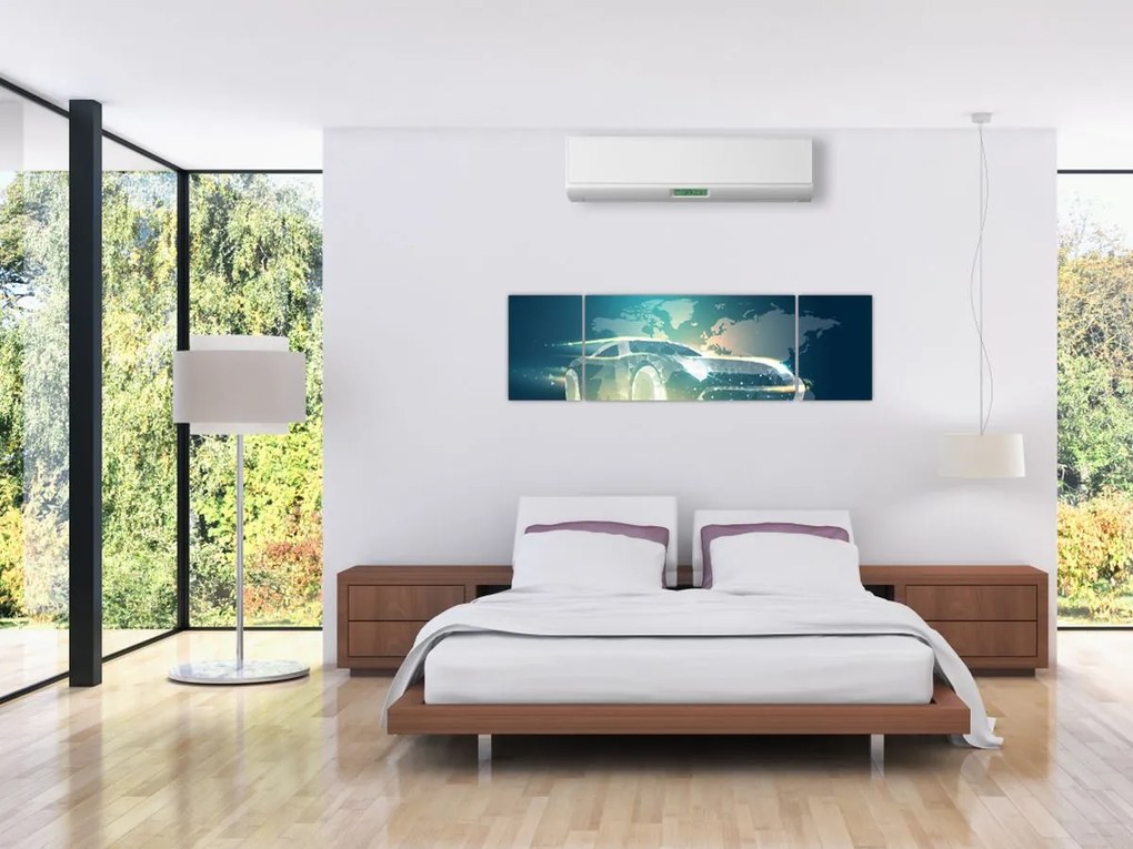 Obraz samochodu wykonany z geometrycznych kształtów (170x50 cm)