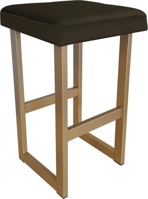 Hoker ALEX krzesło barowe tkanina Welur podstawa metalowa : Kolor Stelaża - Złoty, Kolor tkaniny - VELVET - MG05, Wysokość - 75 cm