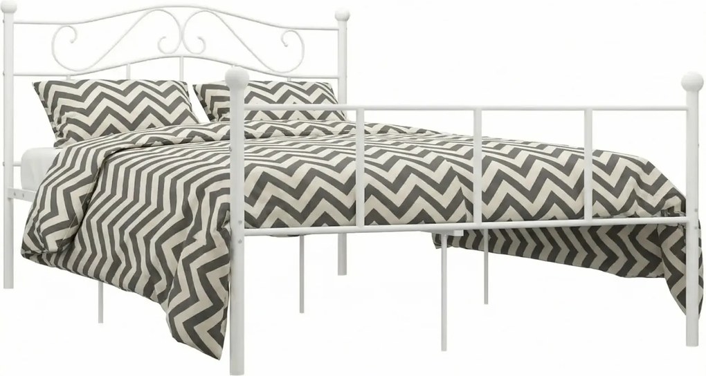 Białe metalowe łózko dwuosobowe 160x200 cm S4-W73