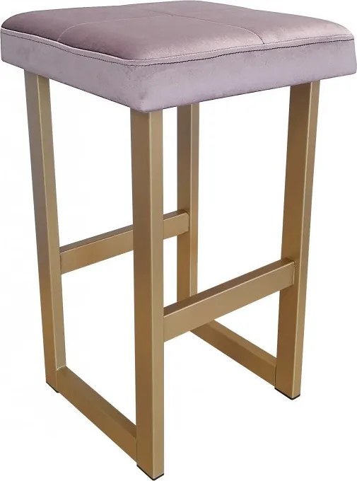Hoker ALEX krzesło barowe tkanina Welur podstawa metalowa : Kolor Stelaża - Złoty, Kolor tkaniny - VELVET - MG55, Wysokość - 60 cm