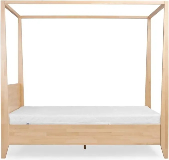 Bukowe łóżko sypialniane ze stelażem na baldachim Canopy