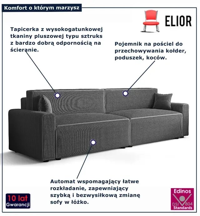 Ciemnoszara sofa rozkładana z funkcją spania Z4-Z90